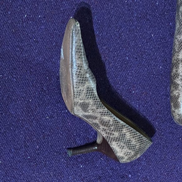 Y2K Gucci Embossed Leather Snakeskin and Wood Medium-heeled Pumps size 8B - Picture 9 of 10